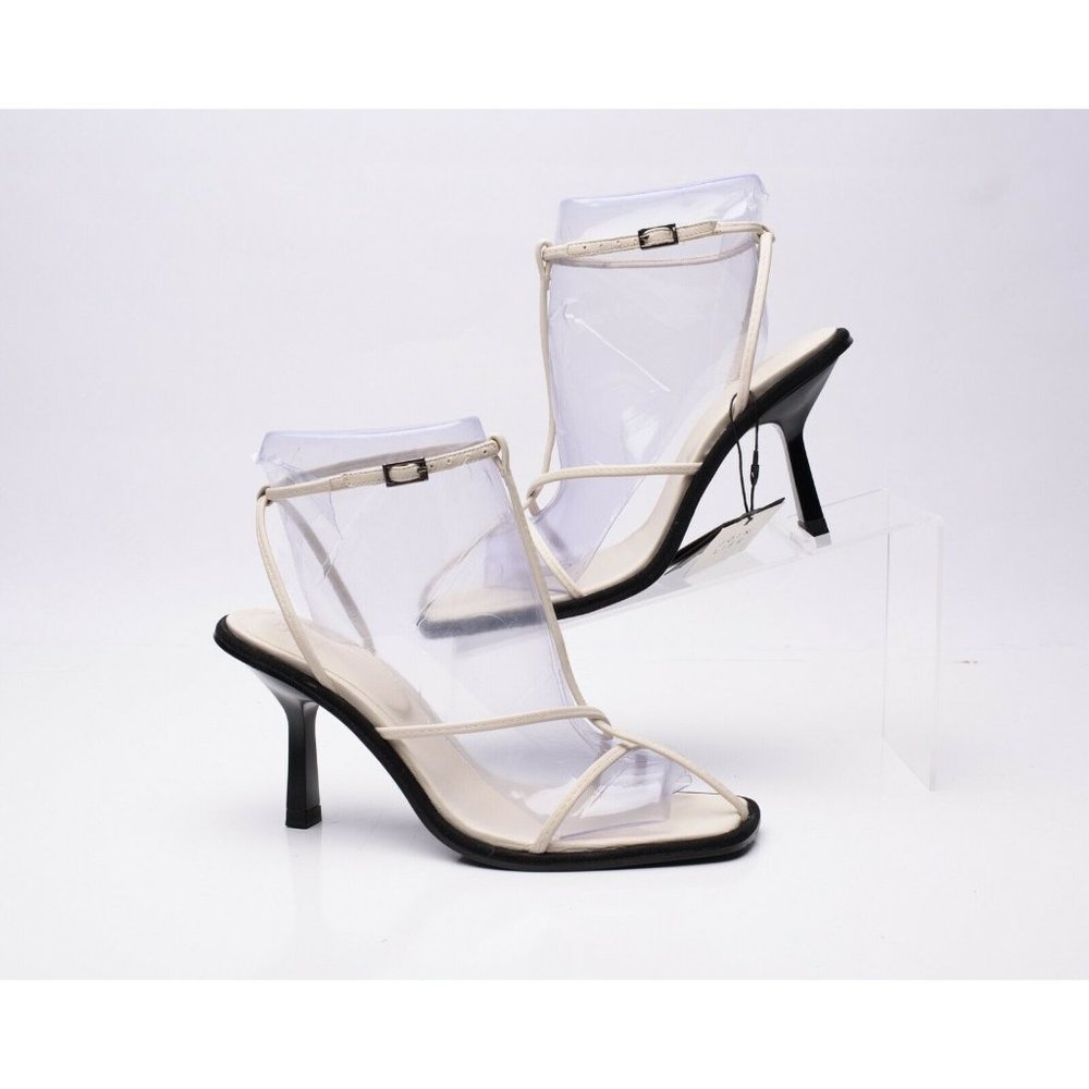 New with tags Massimo Dutti Cream and Black Strappy Sandals - Picture 2 of 8